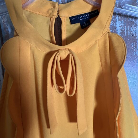 Victoria Beckham For Target Light Orange Halter Style Blouse Size L Ruffles - Picture 7 of 9